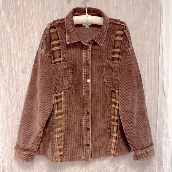 easel Jackets & Coats Easel La M Oversized Corduroyflannel Plaid